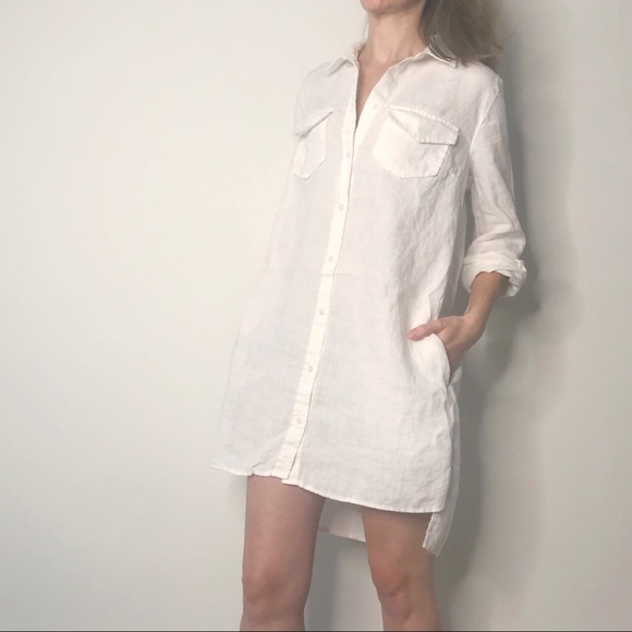 banana republic linen shirt dress